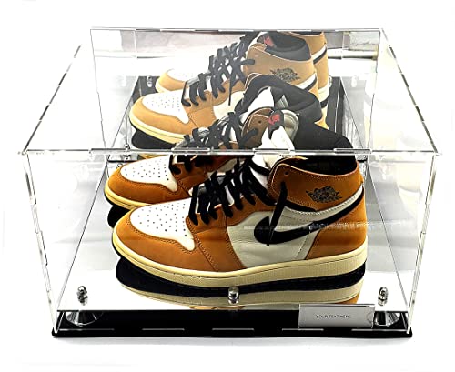 Sneaker display case with mirror and name plate - view 1