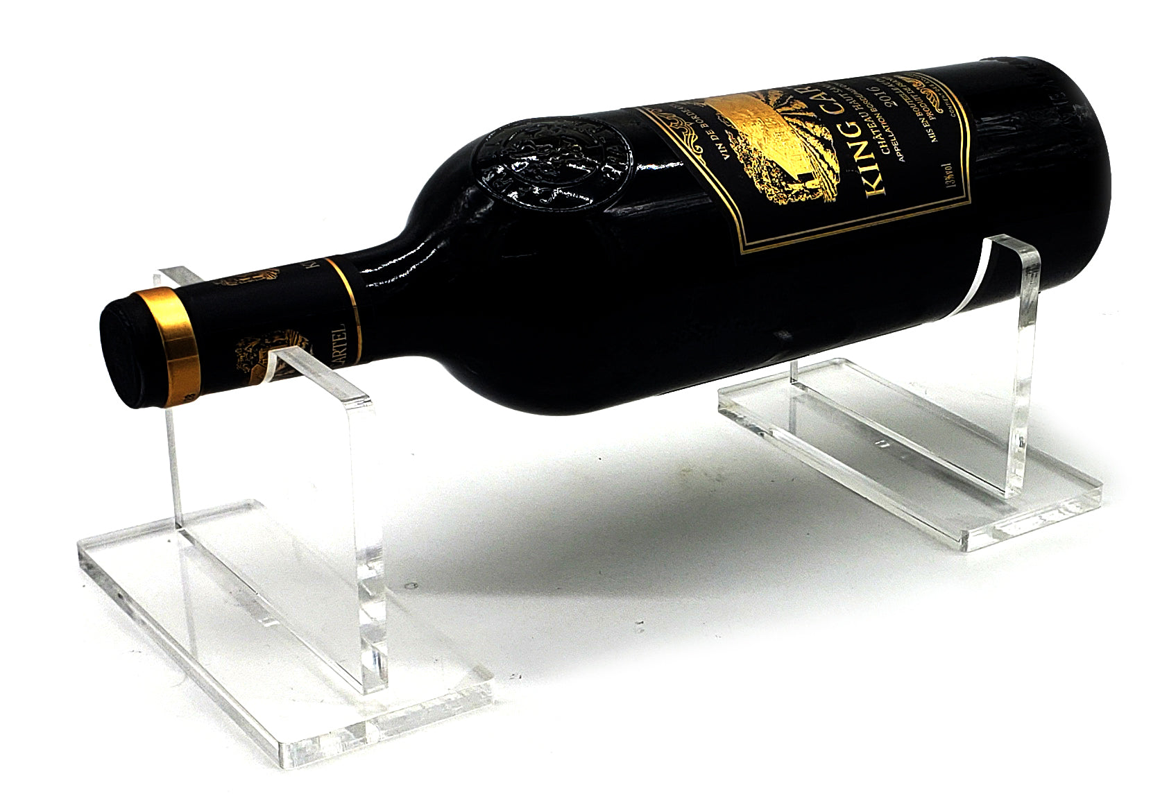 Floating acrylic wine bottle stand - view 1