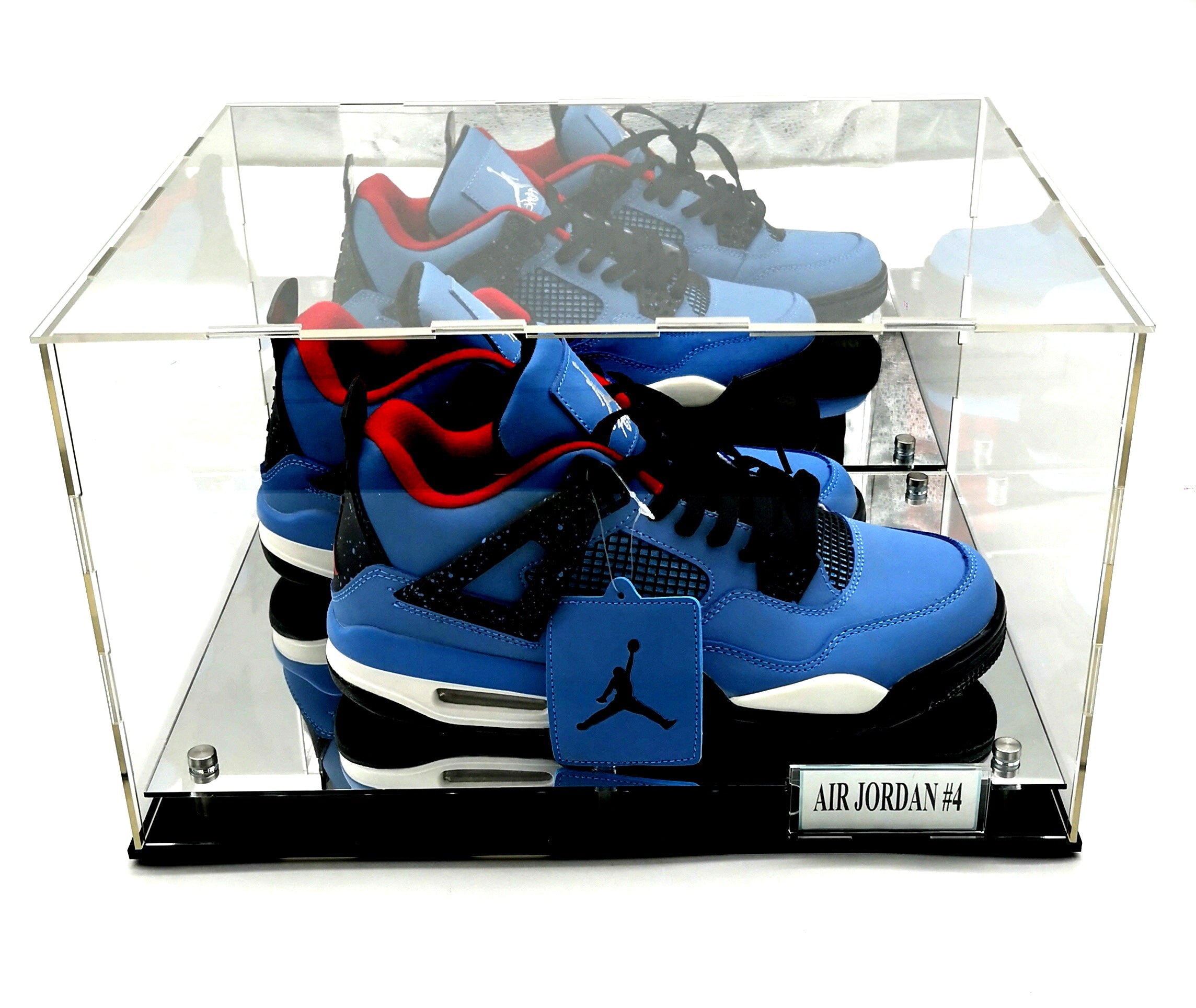Two-shoe clear sneaker case with mirror riser - view 1