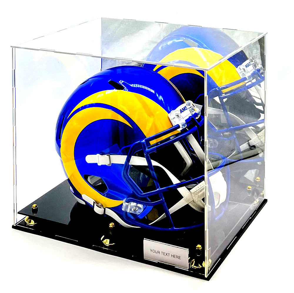 Football helmet case with gold mirror risers - view 1