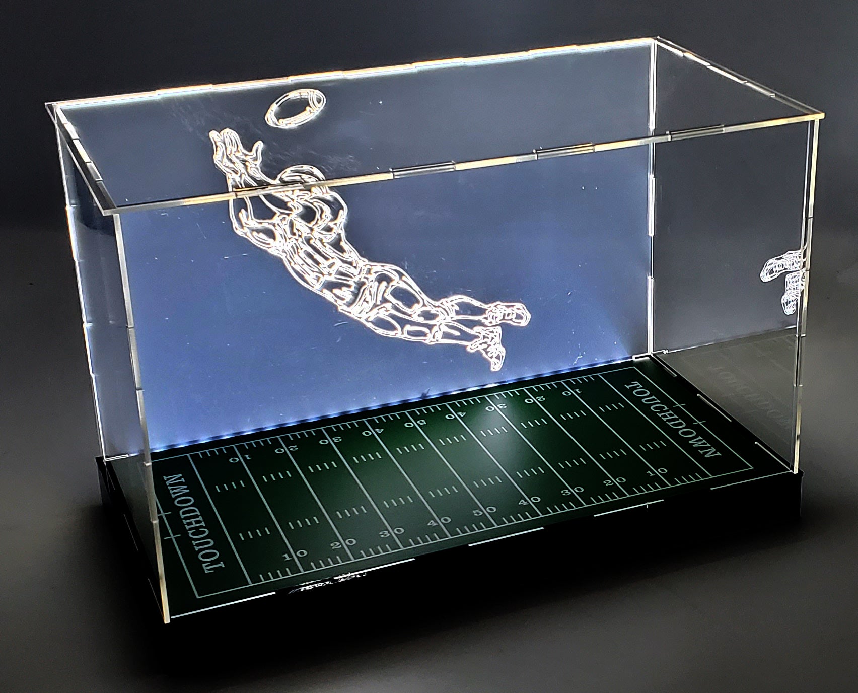 LED football display case - view 1