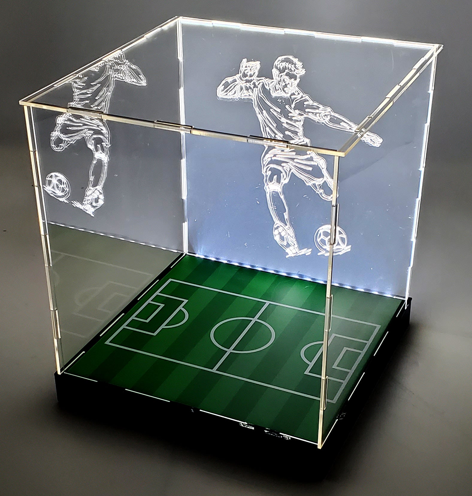 LED soccer ball display case - view 1